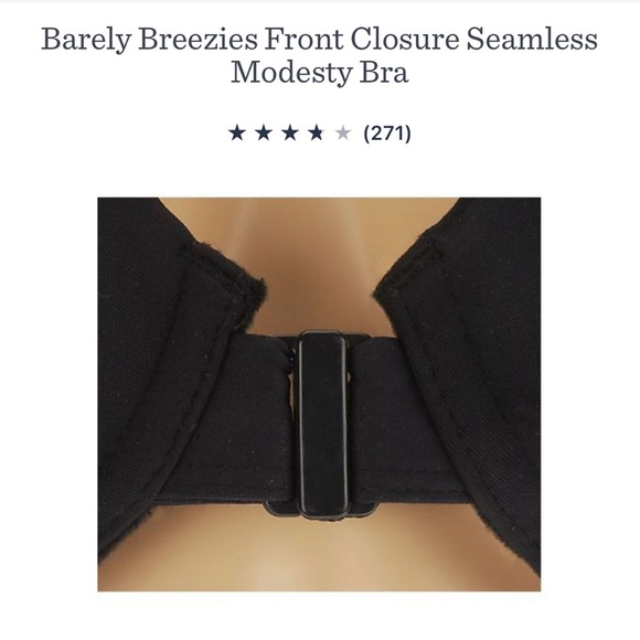 Barely Breezies Front Closure Seamless Modestly Bra - Black - 40D - Picture 4 of 5